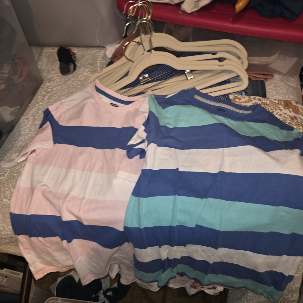 Striped Kids T-Shirts - Blue, Pink, and Teal